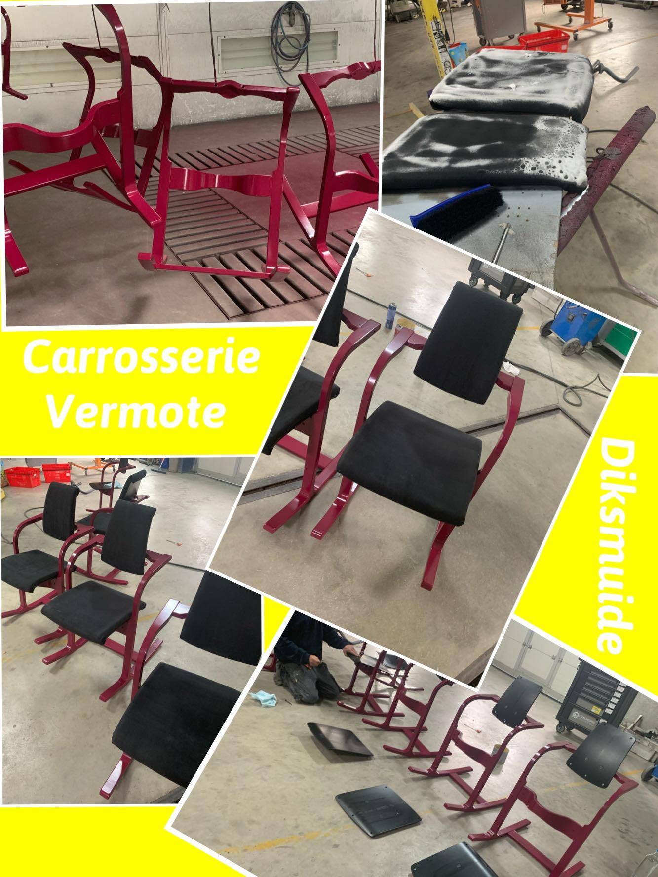 Designs stoelen van zwart naar het mooie ral-kleur 4004
